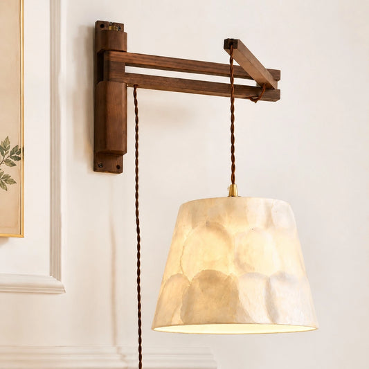 Cyvora Vintage Folding Swing Arm Capiz Wall Light