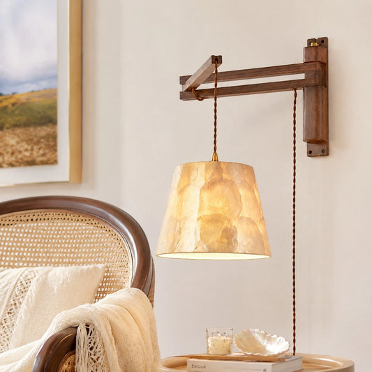 Cyvora Vintage Folding Swing Arm Capiz Wall Light
