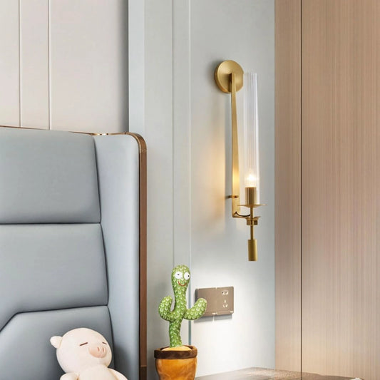Daelen Industrial LED Column Ribbed Glass Wall Lamp