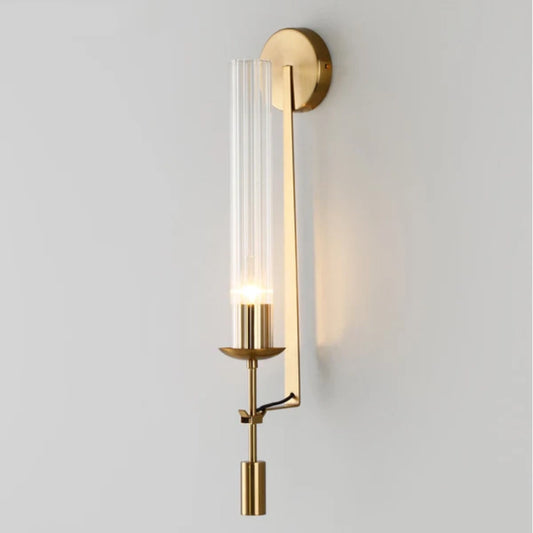 Daelen Industrial LED Column Ribbed Glass Wall Lamp