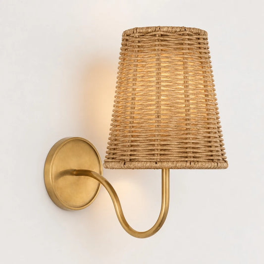 Daelin Modern Natural Linen Rattan Wall Sconce