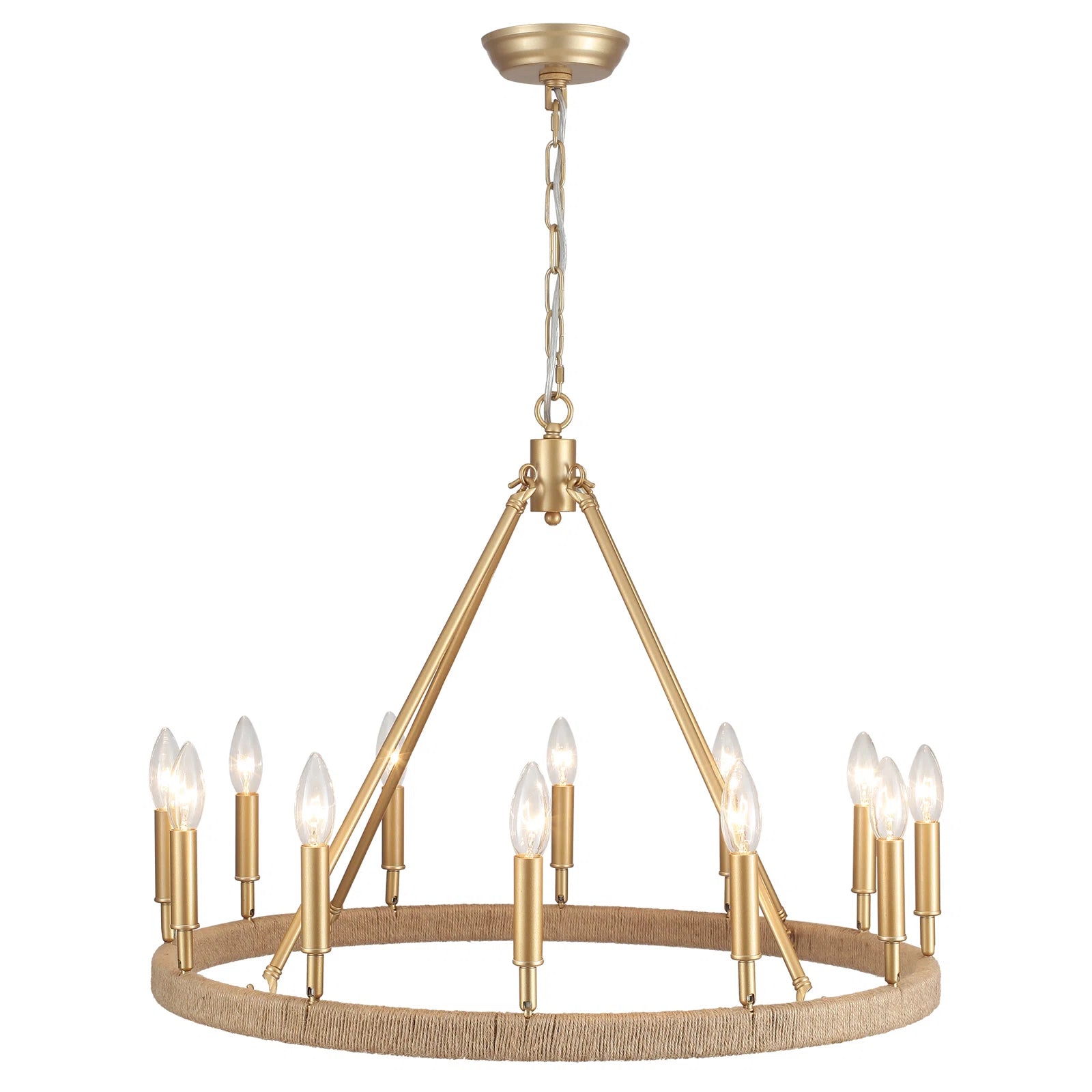 Farmhouse 12-Light Kitchen Island Wagon Wheel Chandelier