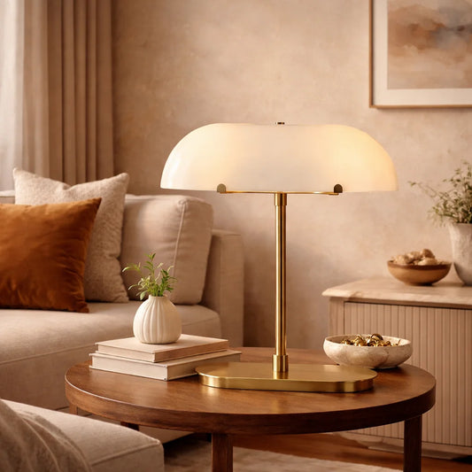 Dalio Moderne Tischleuchte aus Milchglas in Bootsform 