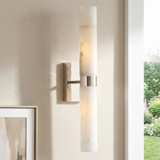 Dani Modern Alabaster Double Tube Wall Sconce
