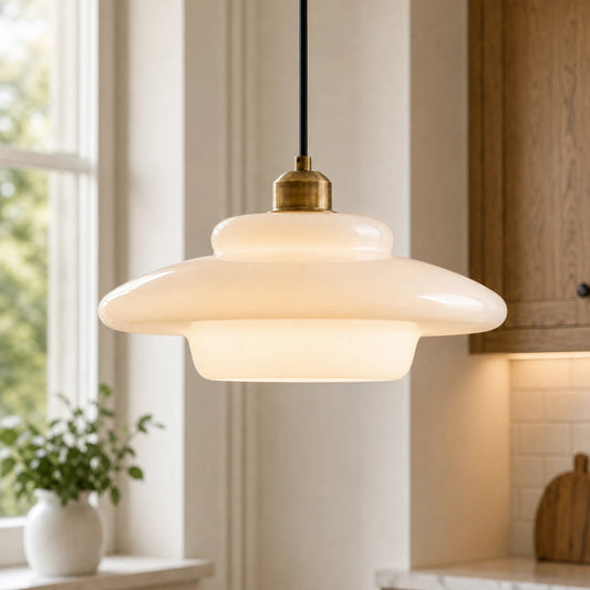 Daphne Modern Minimalist Milk Glass Pendant Light