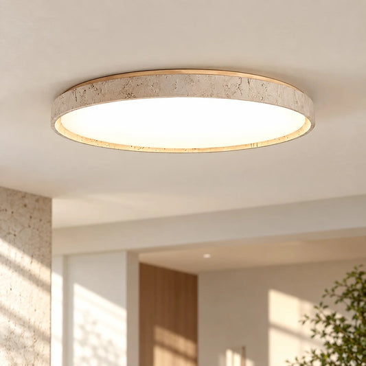 Dara Modern Minimalist Travertine Round Ceiling Light