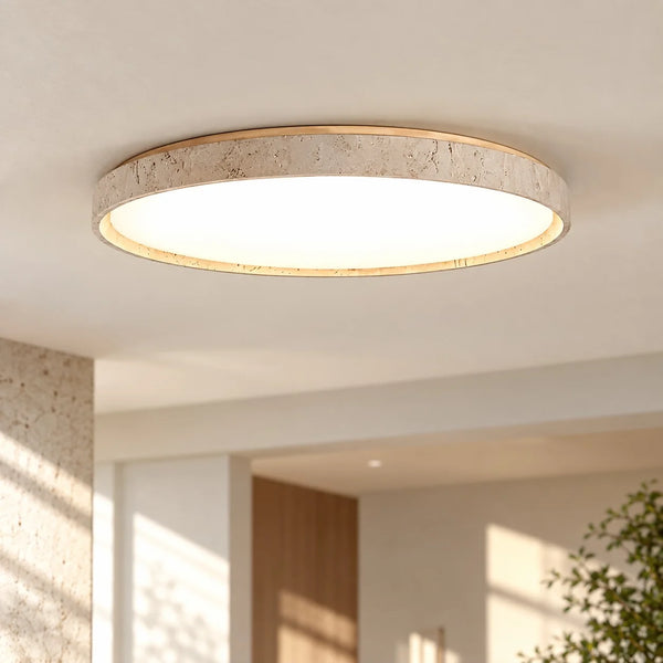 Dara Modern Minimalist Travertine Round Ceiling Light