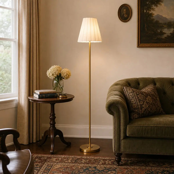 David Moderne Tapered Shade Linnen Vloerlamp