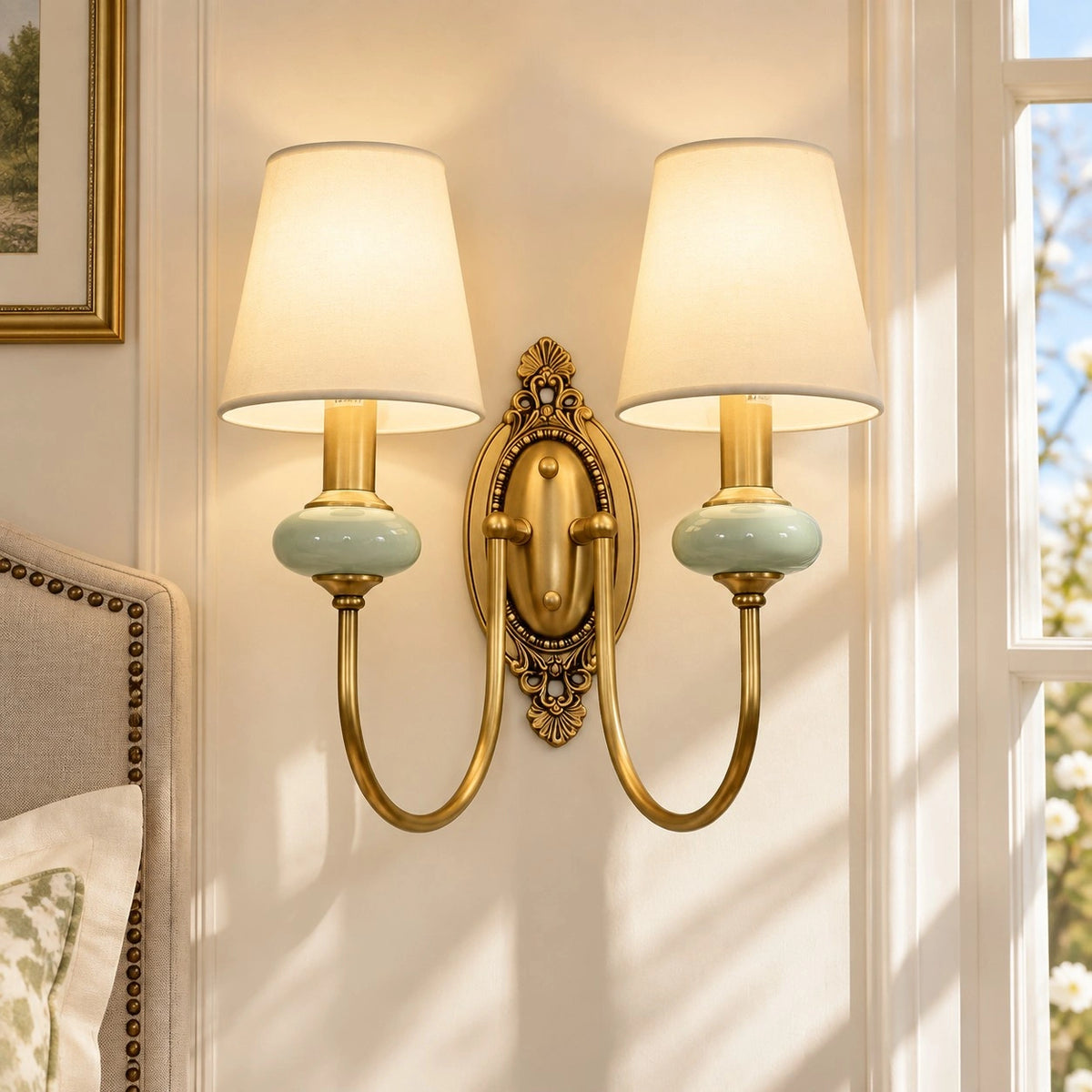 Deliah Classic Armed Fabric Shade Sconce-02.webp