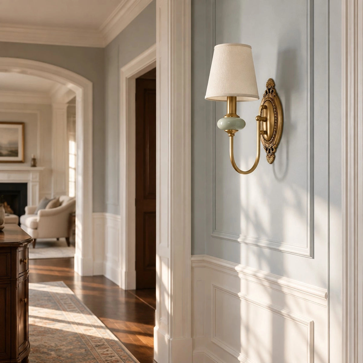 Deliah Classic Armed Fabric Shade Sconce-06.webp