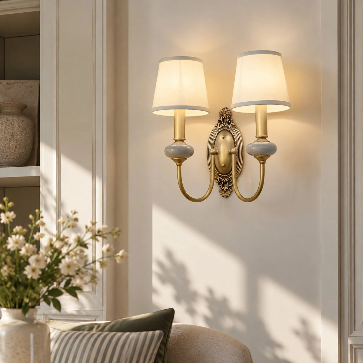 Deliah Classic Armed Fabric Shade Sconce-10.webp