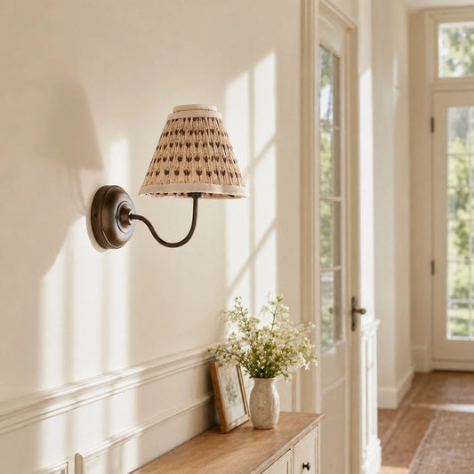 Drenor Vintage Farmhouse Fabric Pleated Wall Light