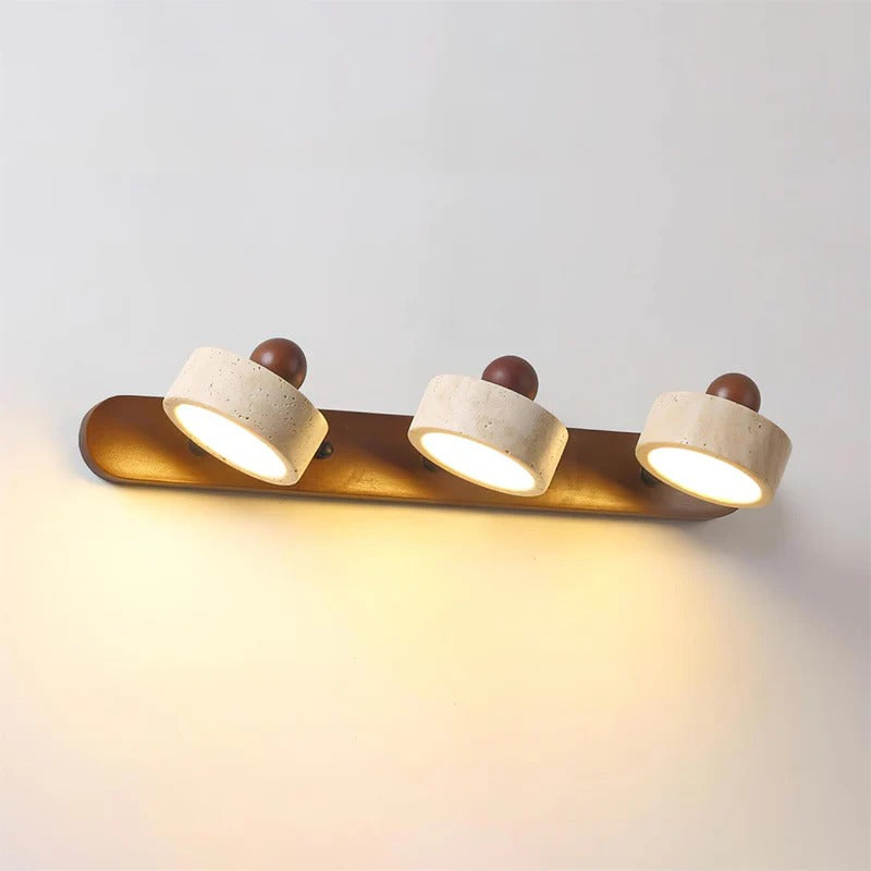 Contemporary Natural Stone LED Travertine Wood Wall Sconce