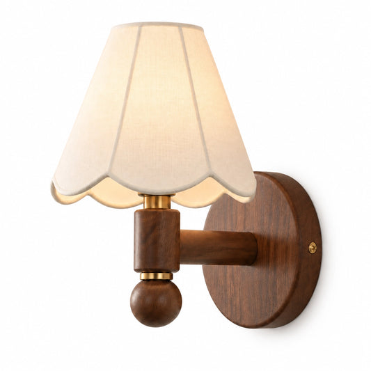Desmond Scalloped Fabric Wood Wall Sconce