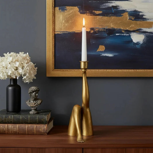 Diana Retro Art Kick Leg Gold Kerzenhalter 