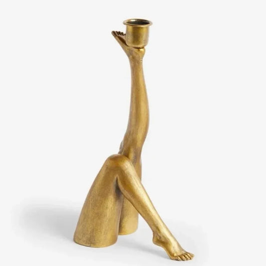 Diana Retro Art Kick Leg Gold Candle Holder