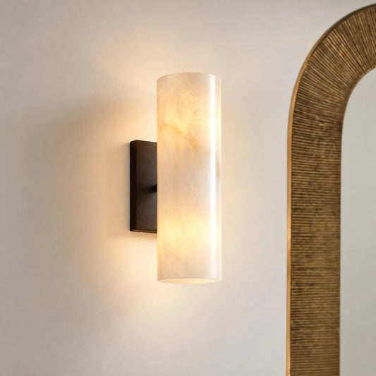 Doran Modern Elegant Alabaster Tube Sconce
