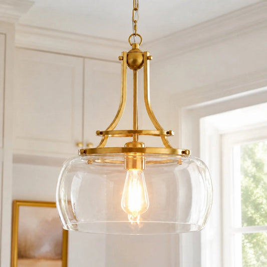 Dorit Modern Brushed Gold Clear Glass Pendant Light