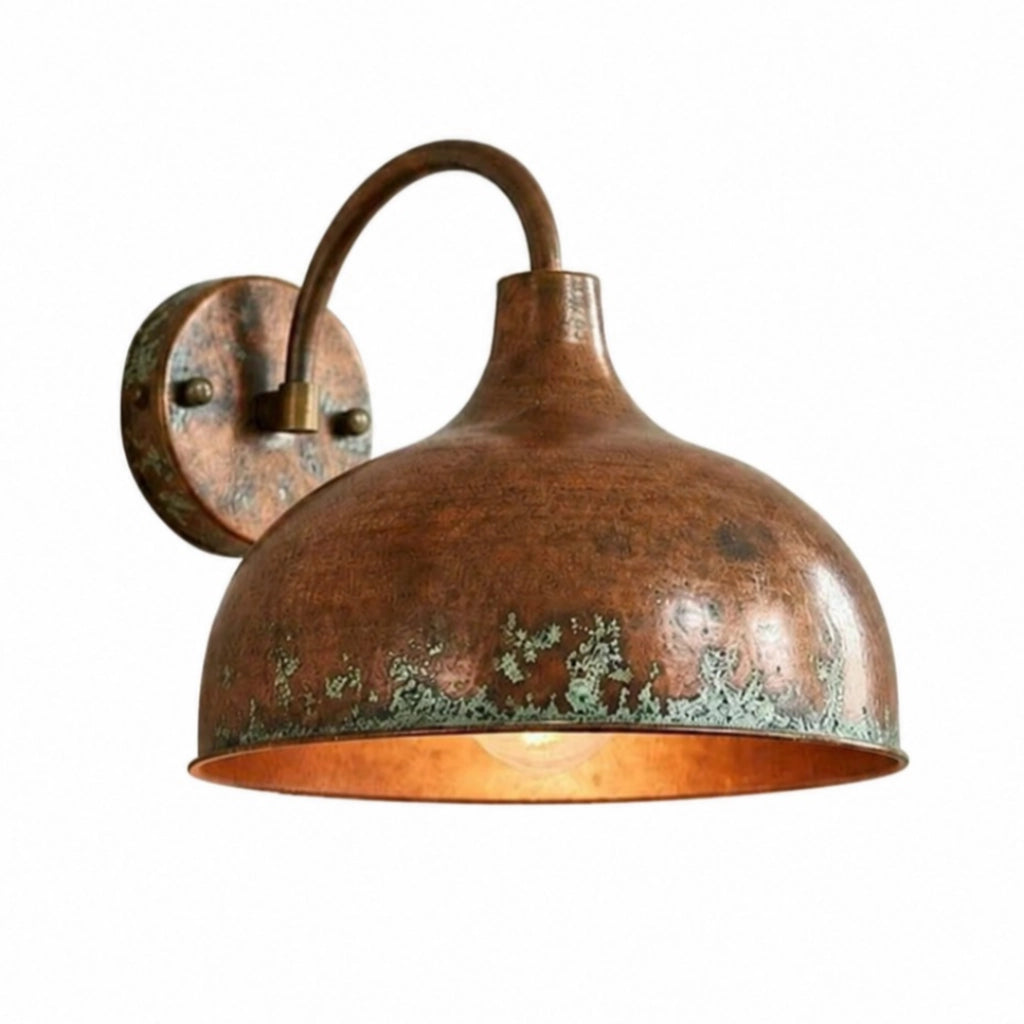Dorka Rustic Industrial Copper Outdoor Wall Sconce | Lucialiving
