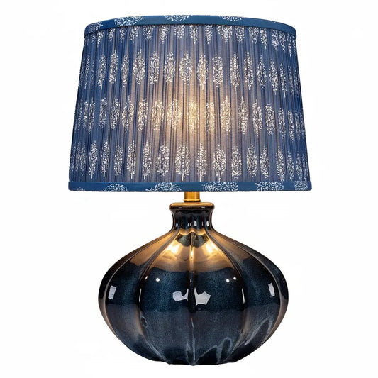 Dove Vintage Drum Pleated Cotton Ceramic Table Lamp