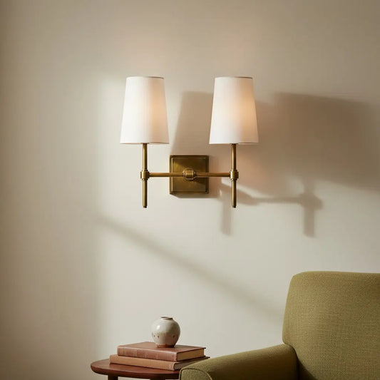 Eamon Vintage Wandlampe aus Leinen und Metall in bunten Farben 