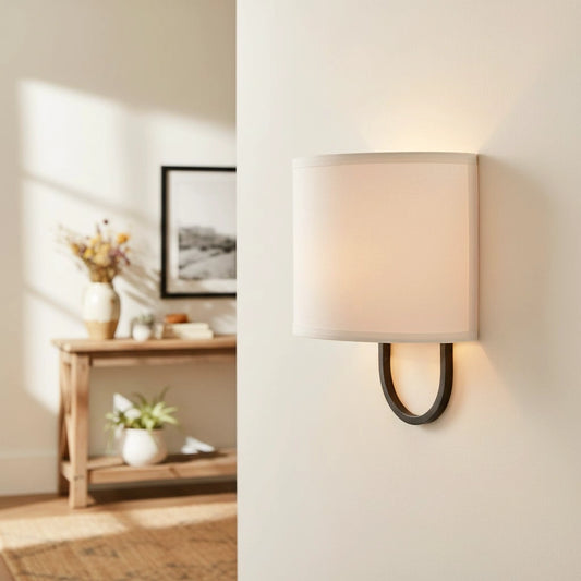 Edena Modern Fabric Shade Metal Wall Sconce