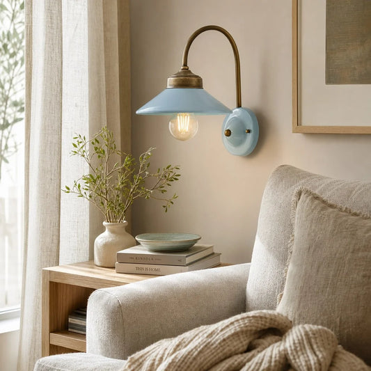 Edwin Vintage Curved Arm Ceramic Wall Sconce