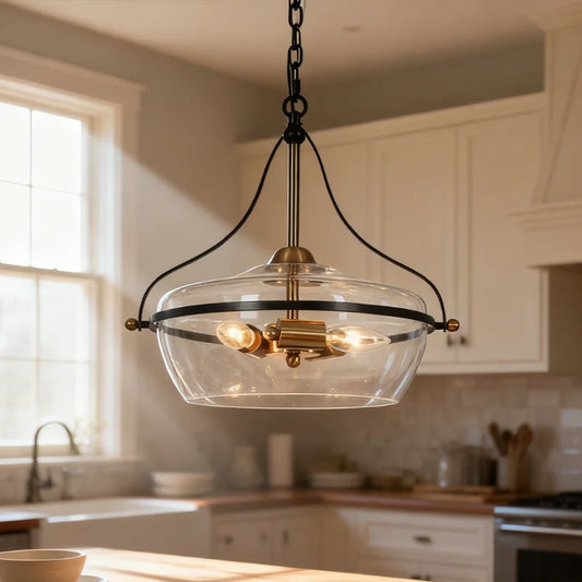 Eira Mid-Century Modern 3-Light Bowl Glass Pendant Light