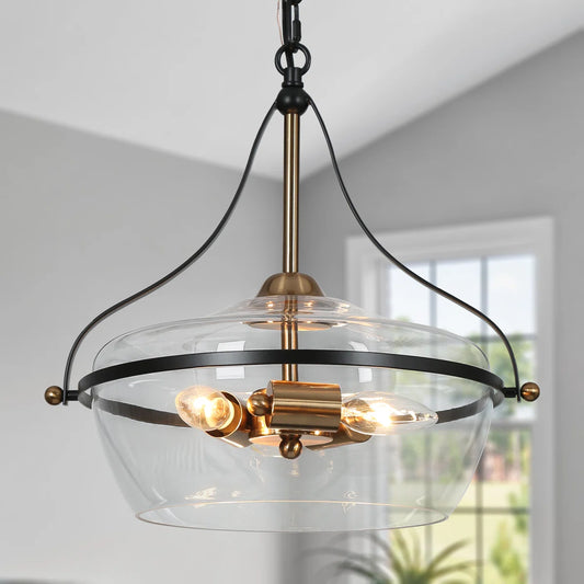 Eira Mid-Century Modern 3-Light Bowl Glass Pendant Light