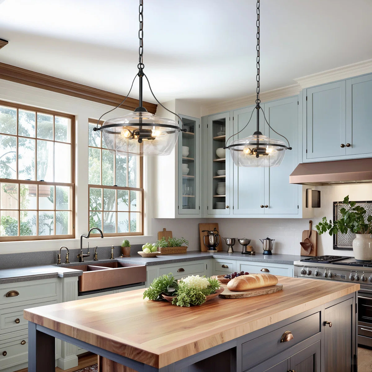 Mid-Century 3-Light Bowl Glass Pendant Light LuciaLiving – Lucia