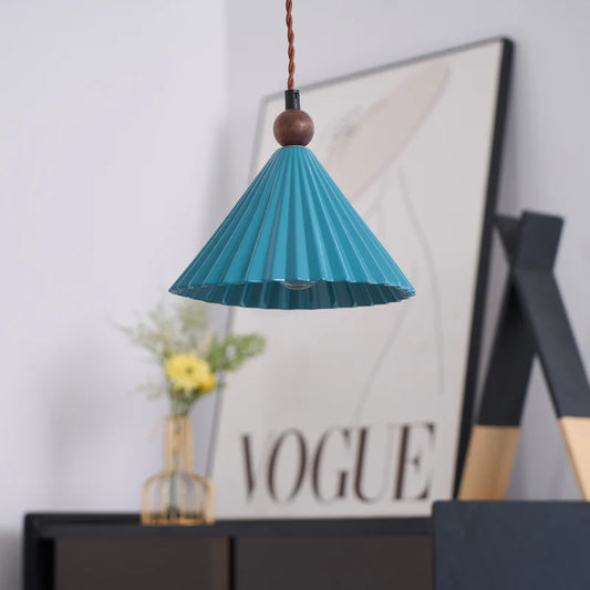 Eirene Minimalist Pleated Ceramic Cone Pendant Light