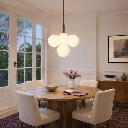 Elara Modern White Glass Globe Cluster Chandelier