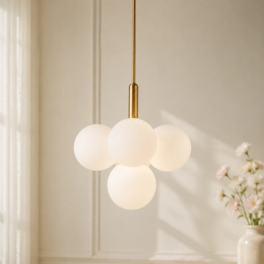 Elara Modern White Glass Globe Cluster Chandelier