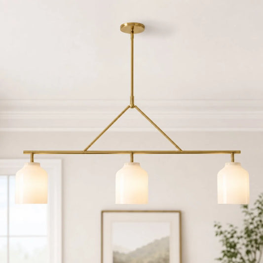 Nerys Modern Milk Glass 3-Light Dome Chandelier