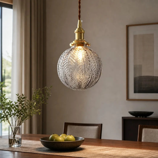 Elian Vintage Feather Glass Ball Pendant Light