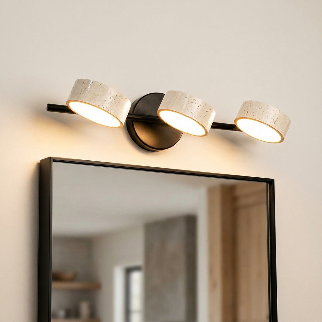 Notus Wabi-Sabi LED Natural Travertine Vanity Light | LuciaLiving