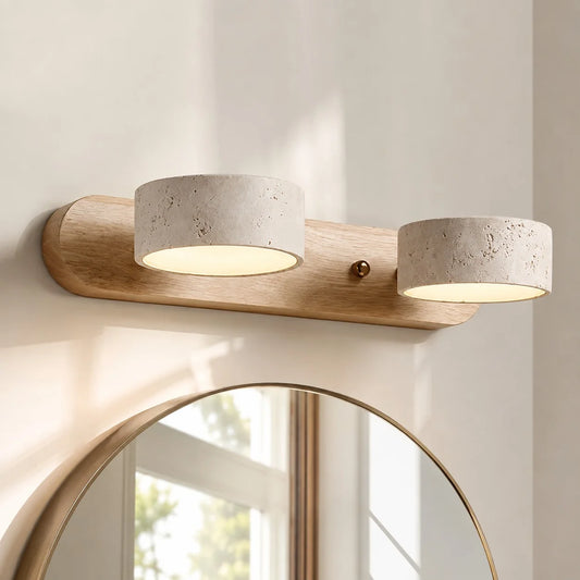 Elias Rustic Adjustable Travertine Wood Wall Sconce