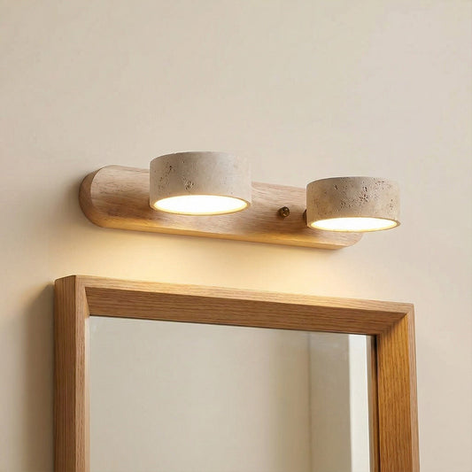 Elias Rustic Adjustable Travertine Wood Wall Sconce