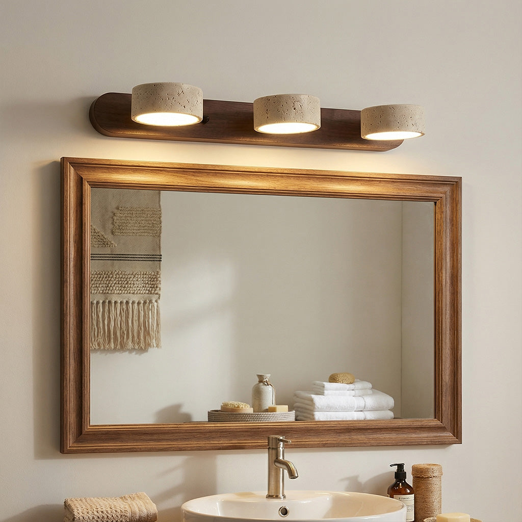 Elias Rustic Adjustable Travertine Wood Wall Sconce | LuciaLiving