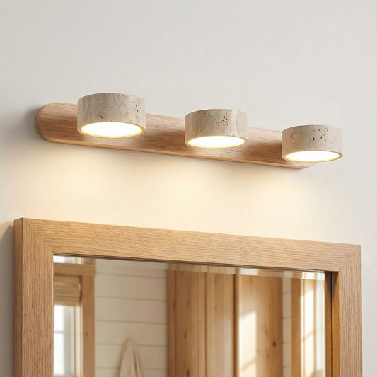 Elias Rustic Adjustable Travertine Wood Wall Sconce