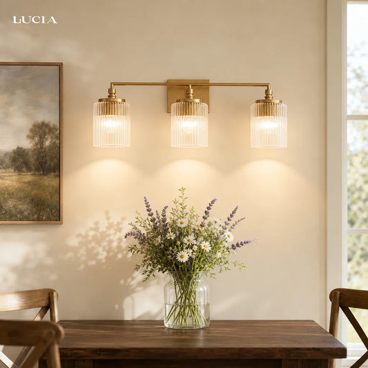 Eliot Modern 3-Light Ribbed Glass Cylinder Vanity Light