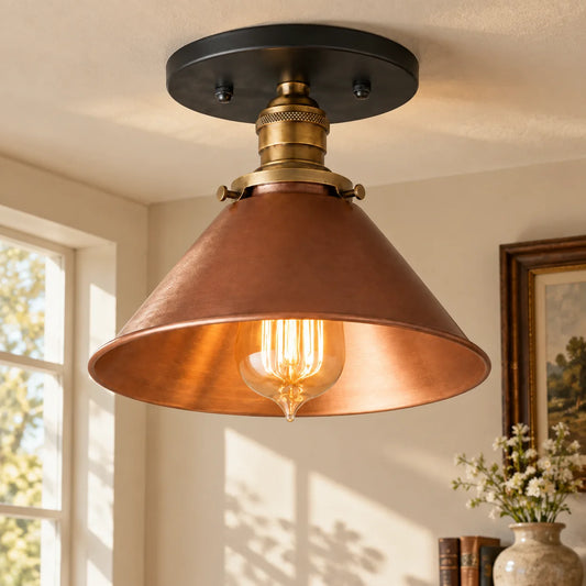 Ellis Industrial Cone Flush Mount Ceiling Light