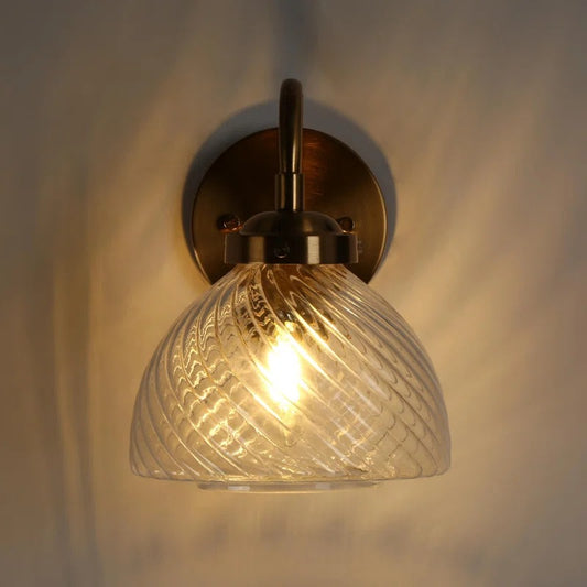 Elora Vintage Messing Gedraaide Glazen Wandlamp