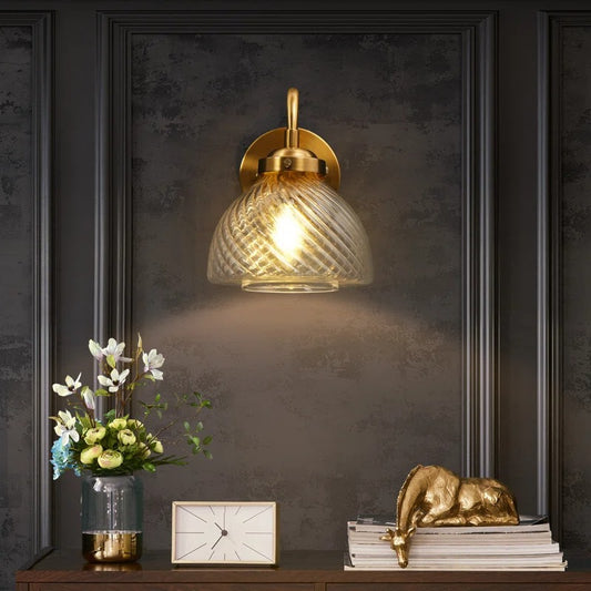 Elora Vintage Brass Swirled Glass Wall Sconce