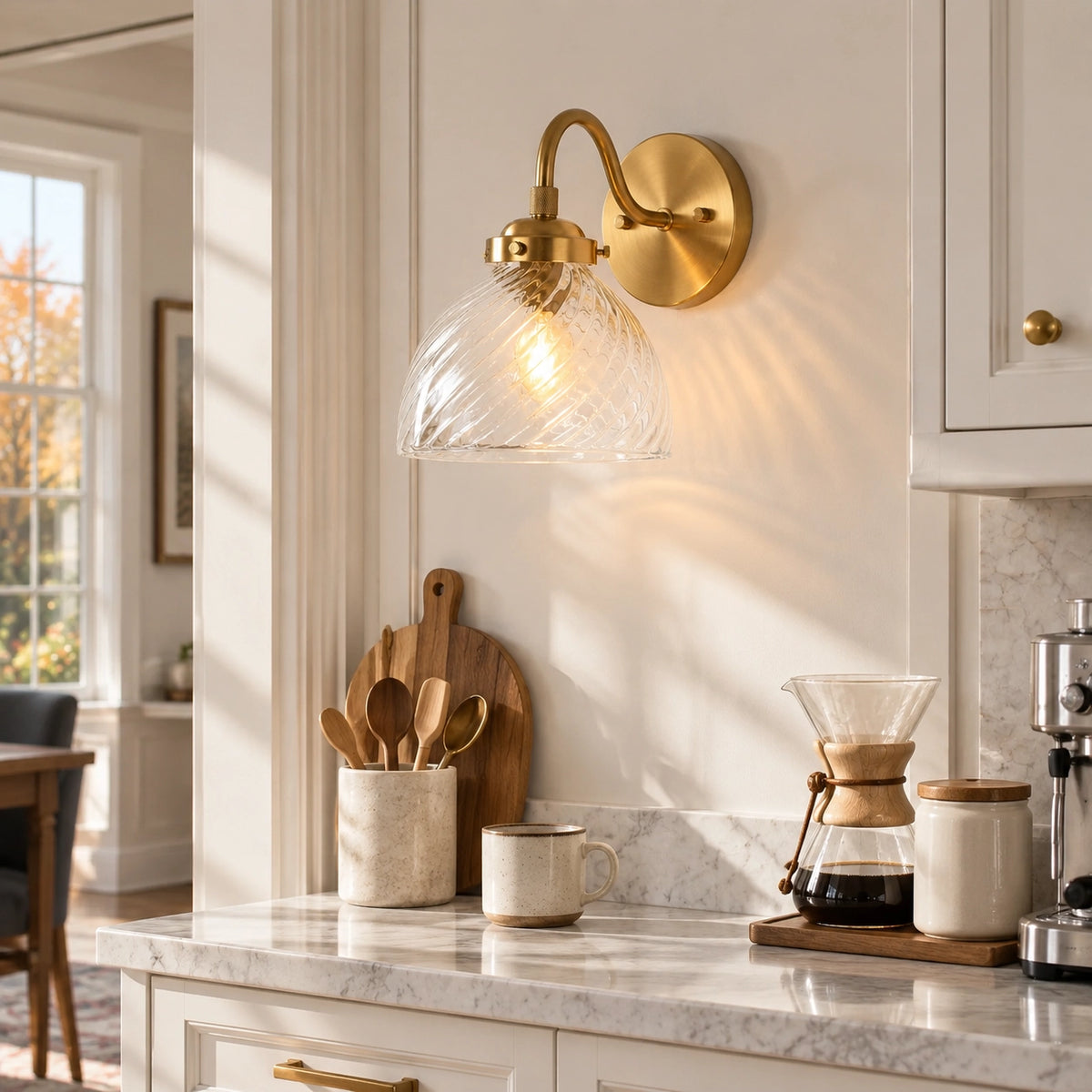 Elora Vintage Brass Swirled Glass Wall Sconce | LuciaLiving