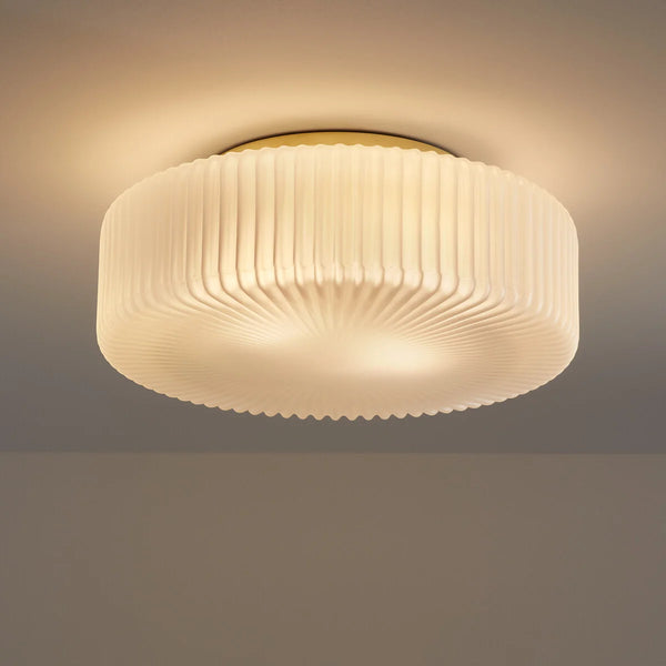 Elowen Moderne Opaline Geribbelde Glazen Plafondlamp