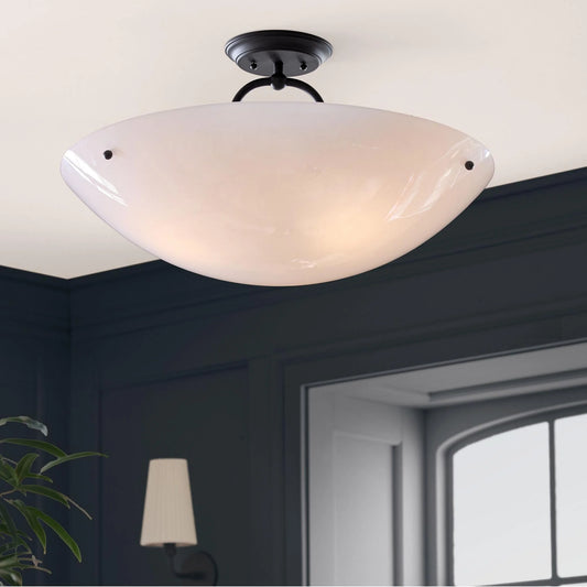 Elowyn Modern Glass Bowl Semi Flush Mount Light