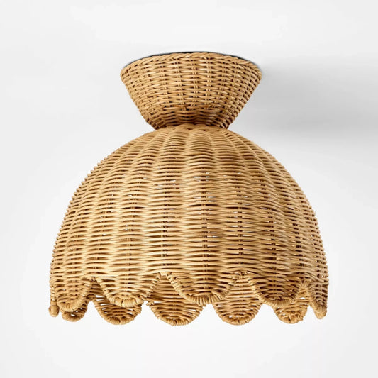 Elsa Bohemian Woven Rattan Flower Ceiling Light