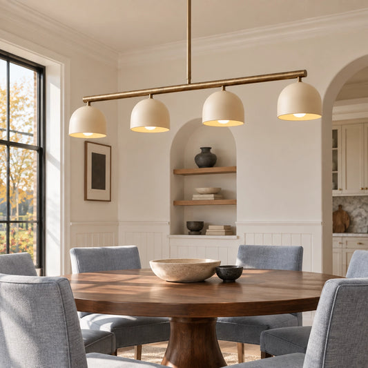 Emery Brass Metal Dome Linear Chandelier