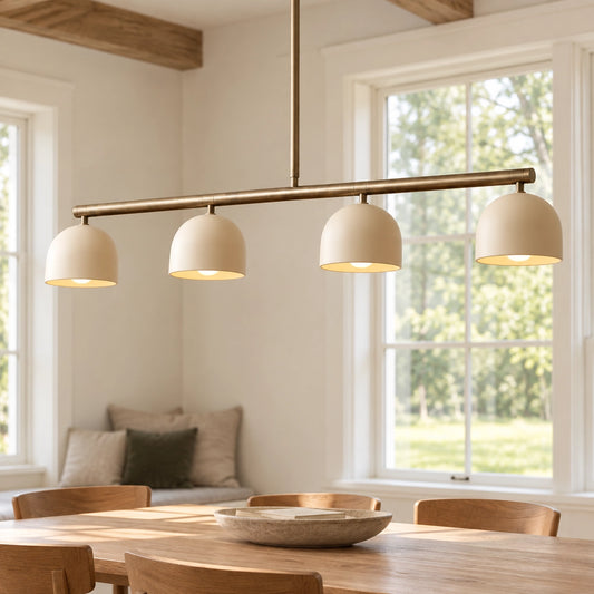 Emery Brass Metal Dome Linear Chandelier